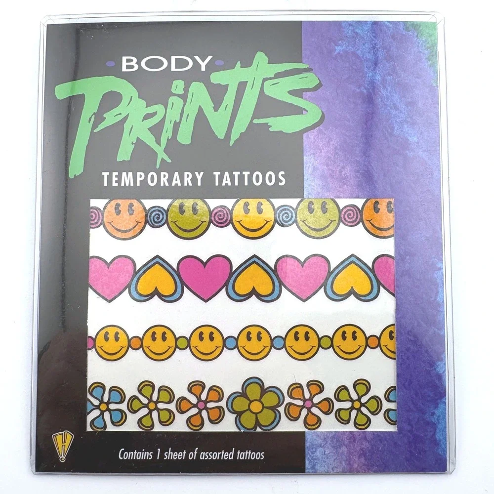 Vintage 2001 Body Prints Temporary Tattoos 3 Pack Fairies Roses Smiley Y2K Retro